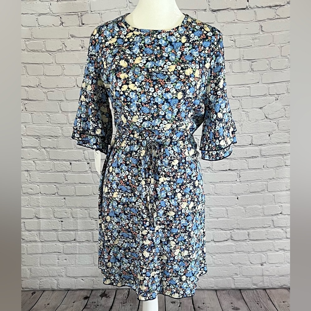 Blue Floral Midi Dress